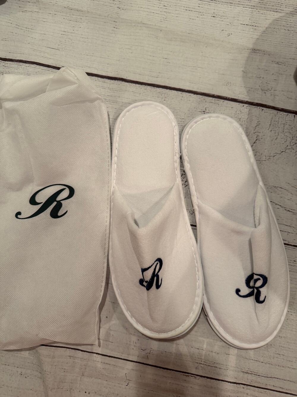 Hotel Style Slippers with "R" Embroidered on them